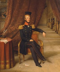 Painting of a seated man in uniform