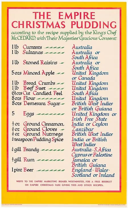 A recipe for making the Empire Christmas Pudding