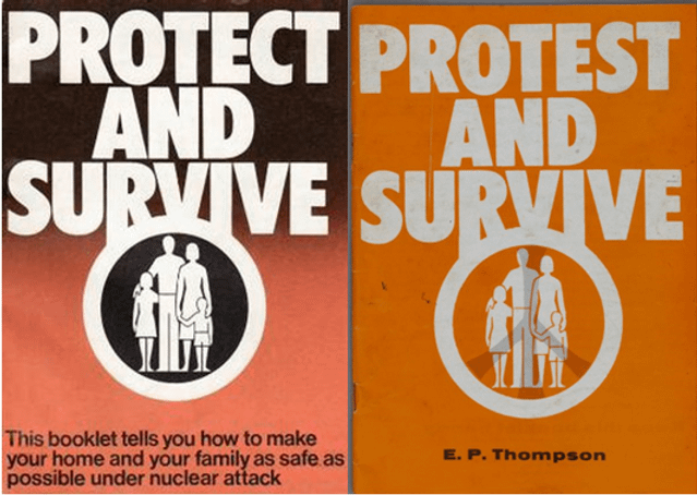 Two covers of the same booklet providing advice in case of a nuclear attack. 