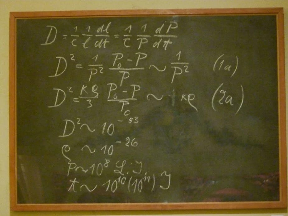 Mathematical scribbles on a blackboard